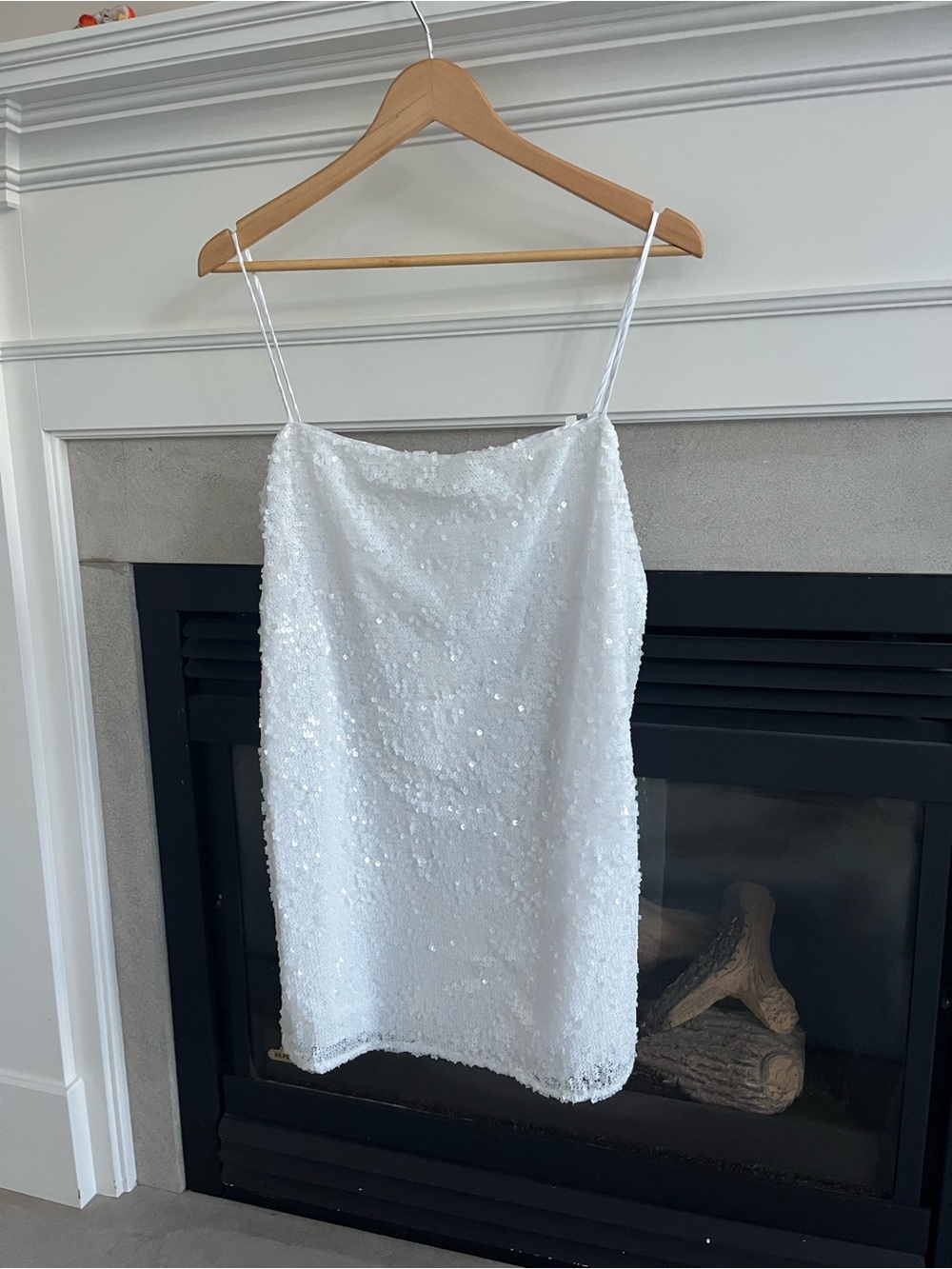 Shona Joy White Sequin Slip Dress